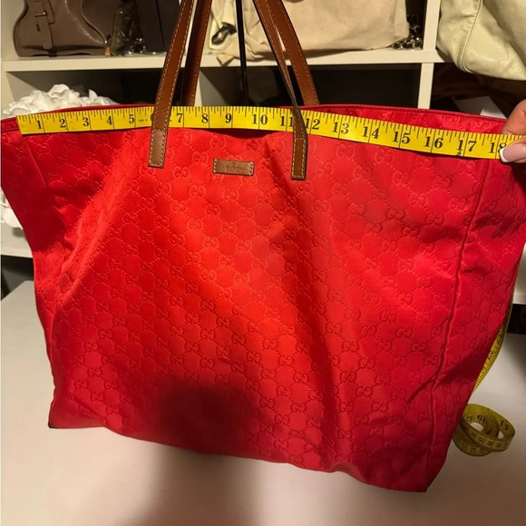 GUCCI GG pattern Large tote Duffle Bag Tote Bag Nylon Red - Picture 14 of 16